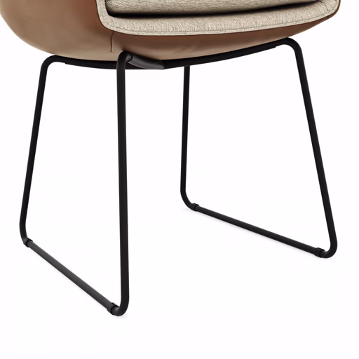 Armlehnstuhl Macano - Stoff & Leder, Beige, Cognac