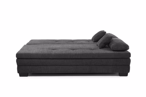 Sofa JONAH - 2-Sitzer inkl. Schlaffunktion und Bettkasten, Stoff, Dunkelgrau