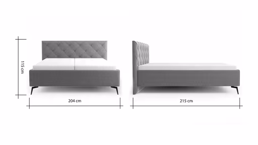 Bettgestell Carmen - Liegefläche ca. 180x200cm, Stoff, Dunkelgrau