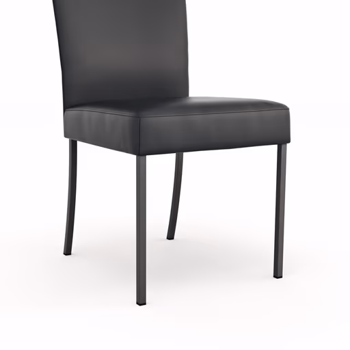 Stuhl Penthouse - Leder, Schwarz, 4 Fuß, Metall, Schwarz