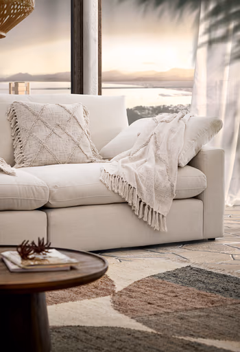 Sofa Palmdale - 3-Sitzer, inkl. Kissen, Stoff, Natur