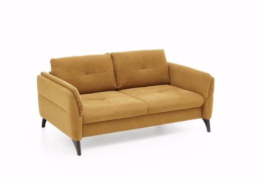 Schlafsofa - 2-Sitzer inkl. Bettfunktion, Armteil verstellbar, Stoff, Gelb
