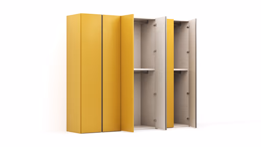 Drehtürenschrank Loretto - B ca. 280 cm, Lack matt, Safrangelb