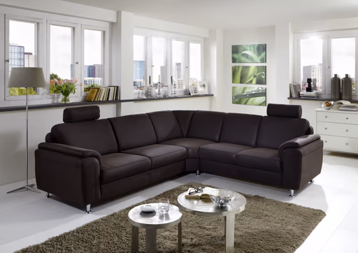 Ecksofa - 2,5-Sitzer, Ecke rechts in Stoff Dunkelbraun