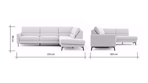Ecksofa Valera - 3-Sitzer mit Ecke rechts inkl. Rückenlehne verstellbar und Relaxfunktion motorisch, Stoff, Natur