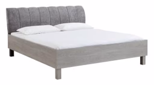 Bettanlage - Liegefläche ca. 180x200 cm, Polsterkopfteil, Grau