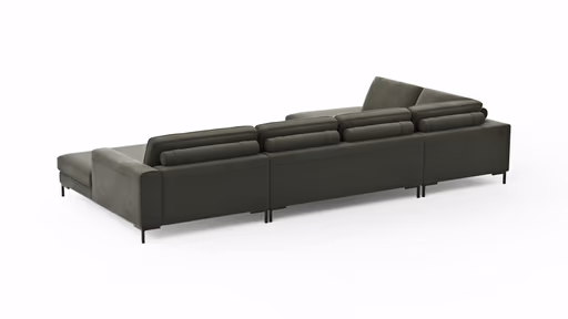 Wohnlandschaft Solano - Ecke Links, 2-Sitzer, Longchair Rechts, Stoff, Dunkelgrün