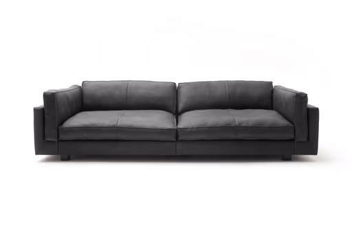 Sofa Aprino 3 - 4-Sitzer XXL, Dickleder, schwarz, Armlehne Kissen