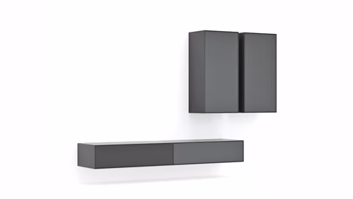 Wohnwand Edge - B ca. 180 cm, Lack, Graphit