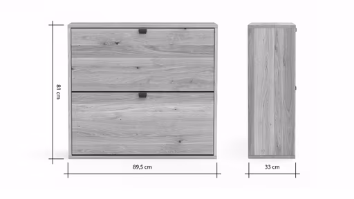 Schuhschrank Williston - Korpus Wildeiche massiv / Front sandgestrahlt