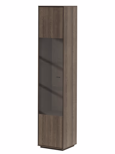 Vitrine Saratoga - links, Buche massiv, silbergrau geölt