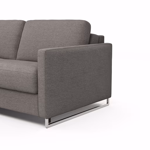 Ecksofa Nuoro - Longchair links mit 2-Sitzer inkl. Schlaffunktion und Bettkasten, Stoff, Grau