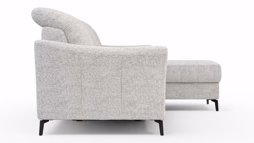 Ecksofa Canterbury - 2,5-Sitzer mit Longchair rechts, inkl. Relaxfunktion (motorisch) und Kopfteilverstellung, Stoff, Offwhite
