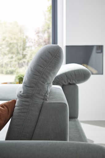 Ecksofa Alegria - Longchair links mit 1,5-Sitzer inkl. Kopfteil/ Armlehne/ Sitztiefe verstellbar, Stoff, Eisblau