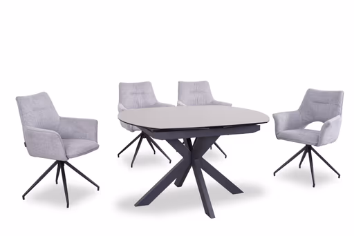 Esstisch MEGGIE - ausziehbar, LB ca. 130x100 cm, Glaskeramik, Grau