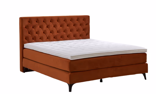 Boxspringbett Belina - Liegefläche ca. 180x200cm, Stoff, Orange