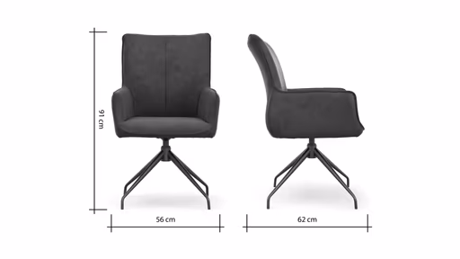 Armlehnstuhl Calyra - drehbar, Stoff, Anthrazit