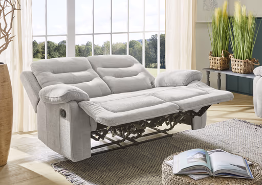 Sofa - 2-Sitzer, Relaxfunktion, Stoff, Grau