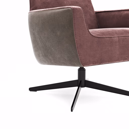 Drehsessel Matina - Größe M, Leder&Stoff, Nougat, Weinrot