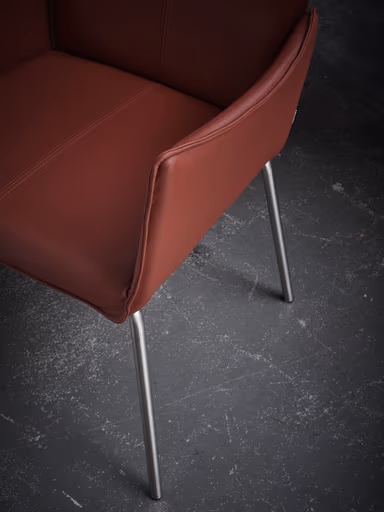 Armlehnstuhl 4900 - Leder, Rot, Innenliegendes Gestell, Edelstahl