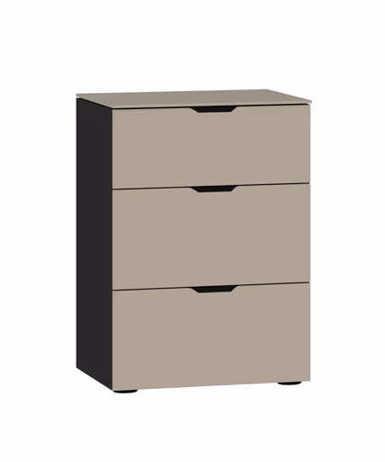 Nachtkommode JOIN IT- Glas, Hellbraun, Matt, Schwarz