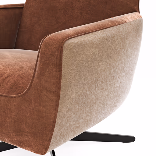 Drehsessel Matina - Größe M, Leder&Stoff, Cognac, Kupfer