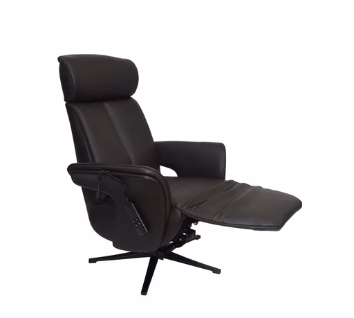 TV-Sessel MATHIS - drehbar, Aufstehhilfe, Relaxfunktion, Kopfteilverstellung, Leder, Chocolate