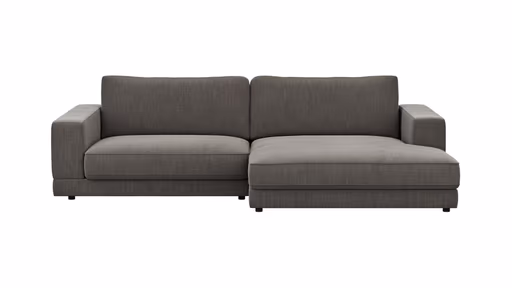 Ecksofa Juni - 1,5-Sitzer mit Longchair rechts, Stoff, Schwarz