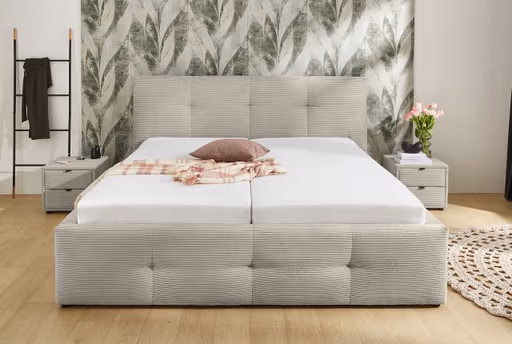 Polsterbett- Liegefläche ca. 180x200 cm, Stoff, Beige