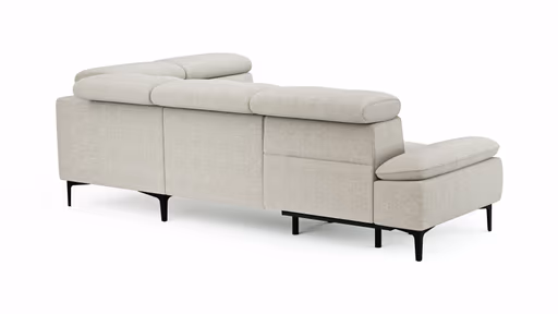 Ecksofa Felipa - 2,5-Sitzer mit Ecke rechts inkl. Armlehne verstellbar und Rückenlehne/Sitztiefe verstellbar (motorisch), Stoff, Natur