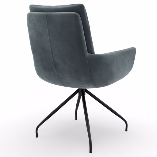 Armlehnstuhl Jukka - Stoff, Jade, Stativ, Schwarz, Drehbar