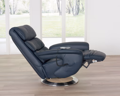 Fernsehsessel EM Hamm - Massagefunktion, Leder, Dunkelblau