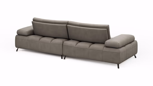 Ecksofa Comodo - 1,5-Sitzer, Longchair rechts, Leder, Taupe