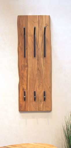 Wandgarderobe - B ca. 36 cm, Akazie, Schwarz