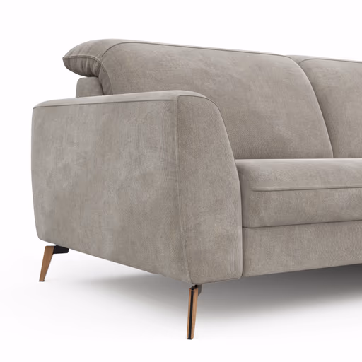 Sofa Tulsa KV - 3-Sitzer, inkl. Kopfteilverstellung, Stoff, Graubeige