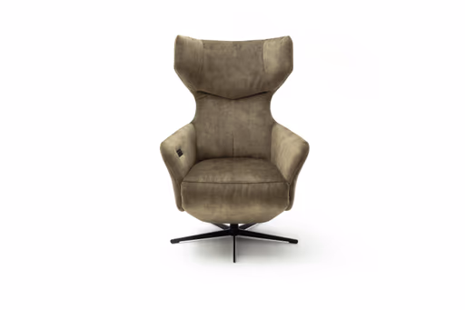 Sessel Noto Relax II - Rückenlehne und Fußteil verstellbar (motorisch), Velour, Schlammgrün