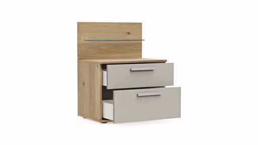 Nachttisch Viana - Furnier Balkeneiche, Lack Taupe