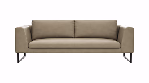 Sofa Helmi - 3-Sitzer, Leder, Cappuccino, Metallkufe