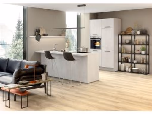 Inselküche 51.180 1 519, Beton Weißgrau Nachbildung