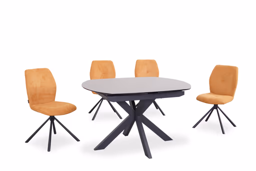 Stuhl MANOA - drehbar, Stoff, Senfgelb