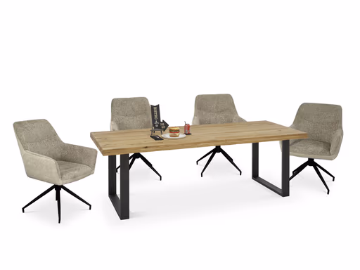 Esstisch - LB ca. 240x100 cm, Eiche massiv geölt, Schwarz