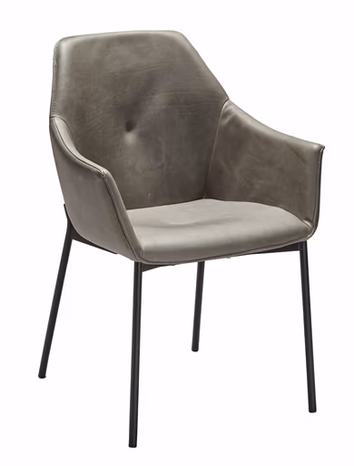 Armlehnstuhl Pinto - Leder, Grau