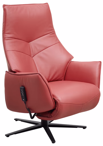 Fernsehsessel EM Hannover - Relaxfunktion (1-motorisch), Leder, Kirsche 