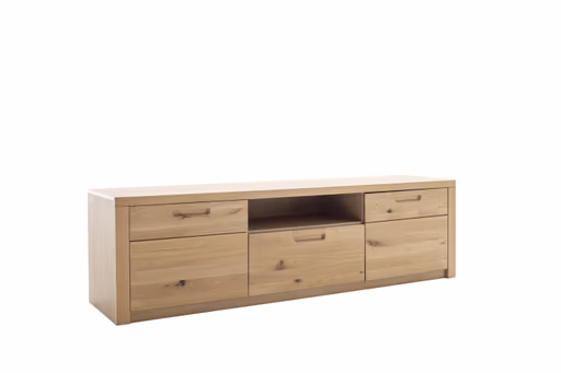 TV-Lowboard - B ca. 202 cm, Eiche Nachbildung, Eiche massiv geölt