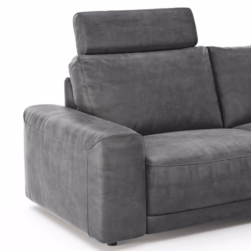 Ecksofa Balok - 2,5-Sitzer mit Longchair groß rechts, inkl. Relaxfunktion (motorisch) und Kopfstütze, Stoff, Anthrazit