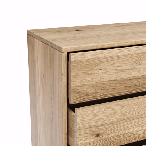 Sideboard Williston - Wildeiche bianco, Schubkastenfront sandgestrahlt