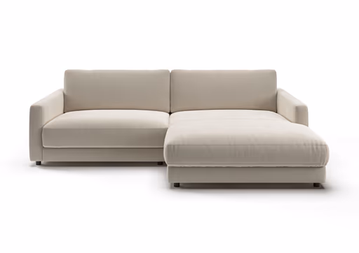 Ecksofa - 1,5-Sitzer mit Longchiar rechts, Stoff, Natur