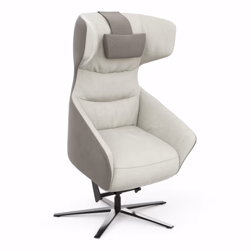 Drehsessel Houston Relax - Größe M, inkl. Relaxfunktion (motorisch), Aufstehhilfe und Kopfstütze, Stoff, außen Taupe/innen Natur