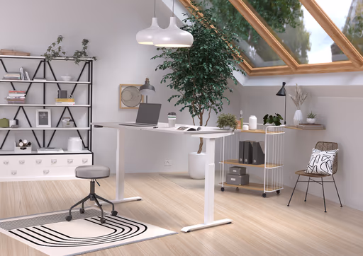 Schreibtisch GELI - höhenverstellbar, LB ca. 160x80 cm, Kaschmir, Weiß