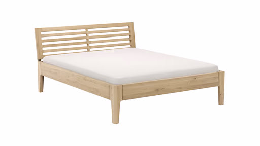 Bettgestell 1660 - Liegefläche ca. 160x200 cm, Wildeiche massiv, bianco geölt